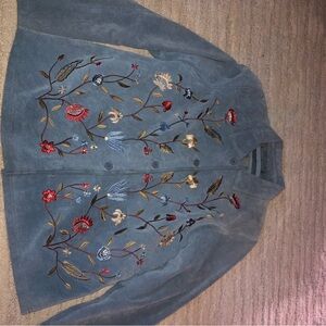 Jessica Holbrook medium floral shirt Embroidered Blue Women's